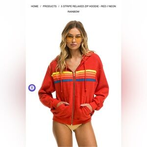 AVIATOR NATION 5 STRIPE RELAXED ZIP HOODIE AND SWEATPANTS MATCHING SET